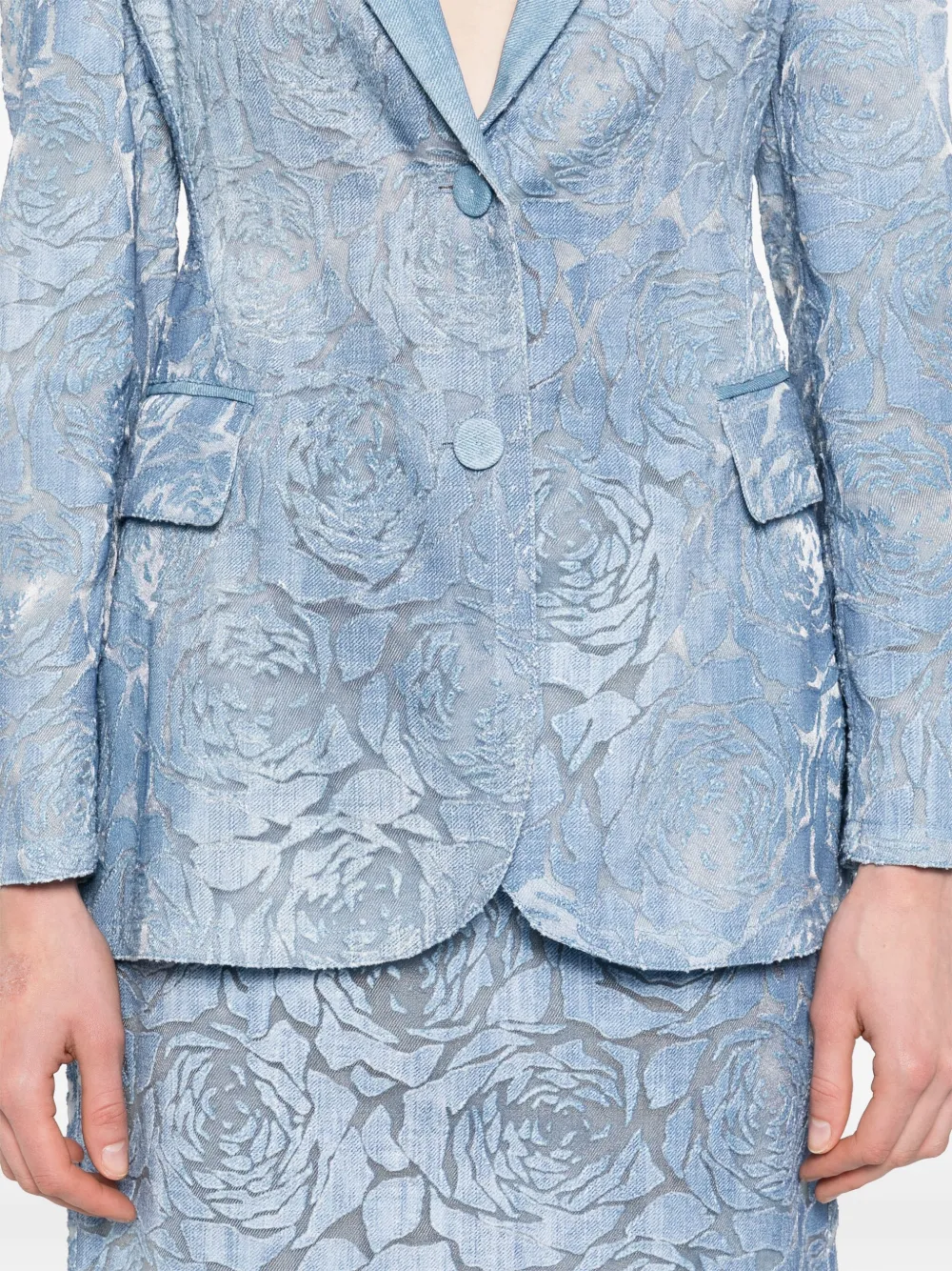 Ermanno Scervino Blazer met enkele rij knopen en devoré-effect Blauw