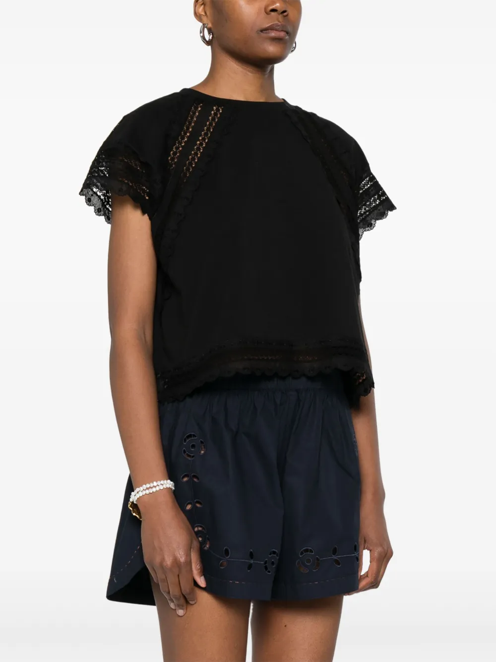 Ermanno Scervino Blouse met kant Zwart