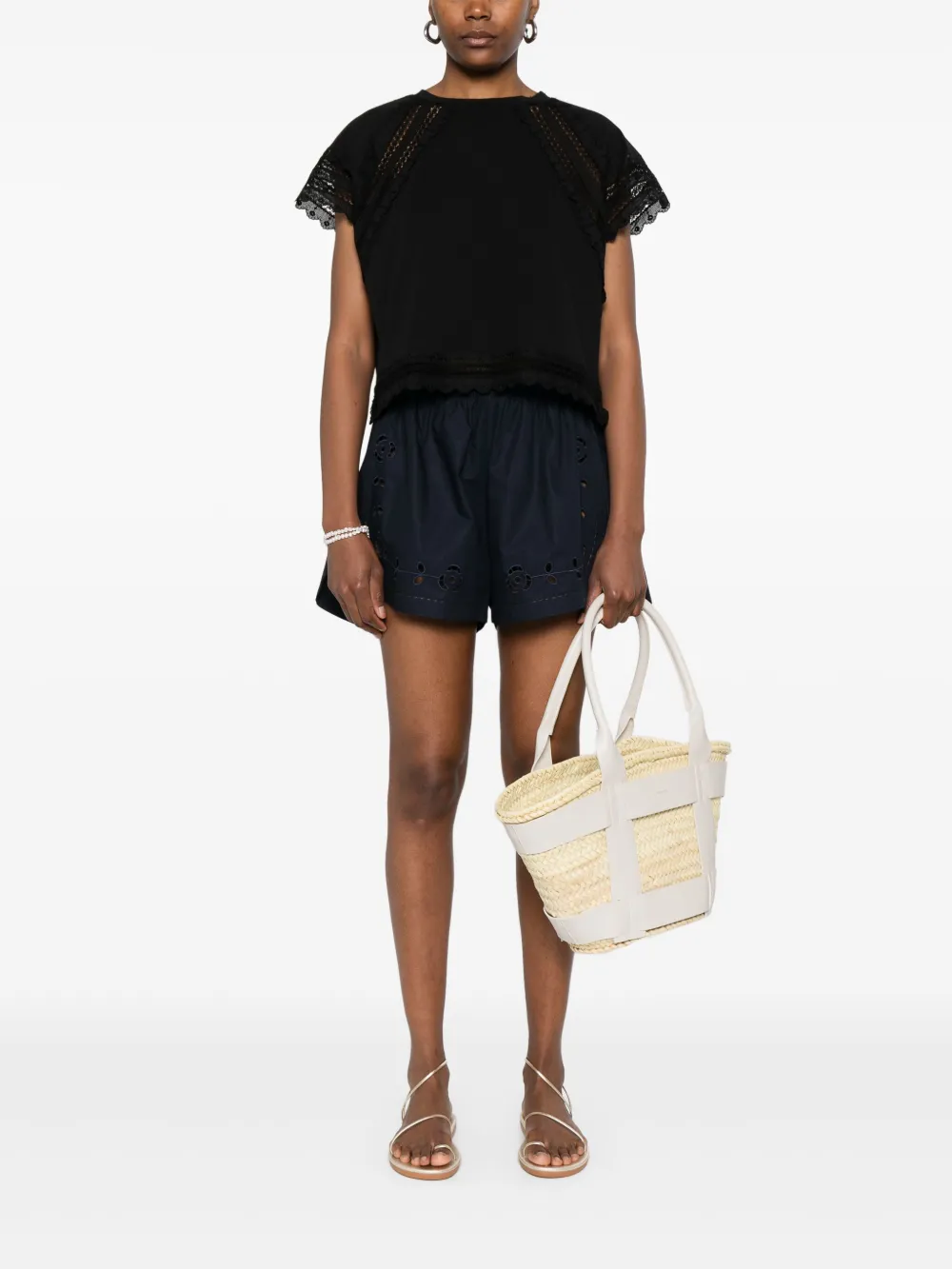 Ermanno Scervino lace-trim blouse - Zwart