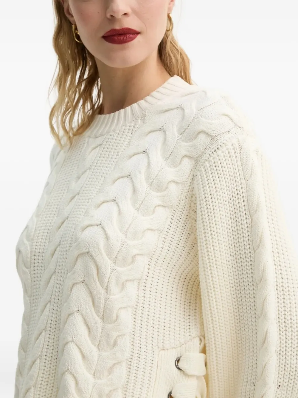 Munthe Cable-knit Lace-up Sweater In Neutral
