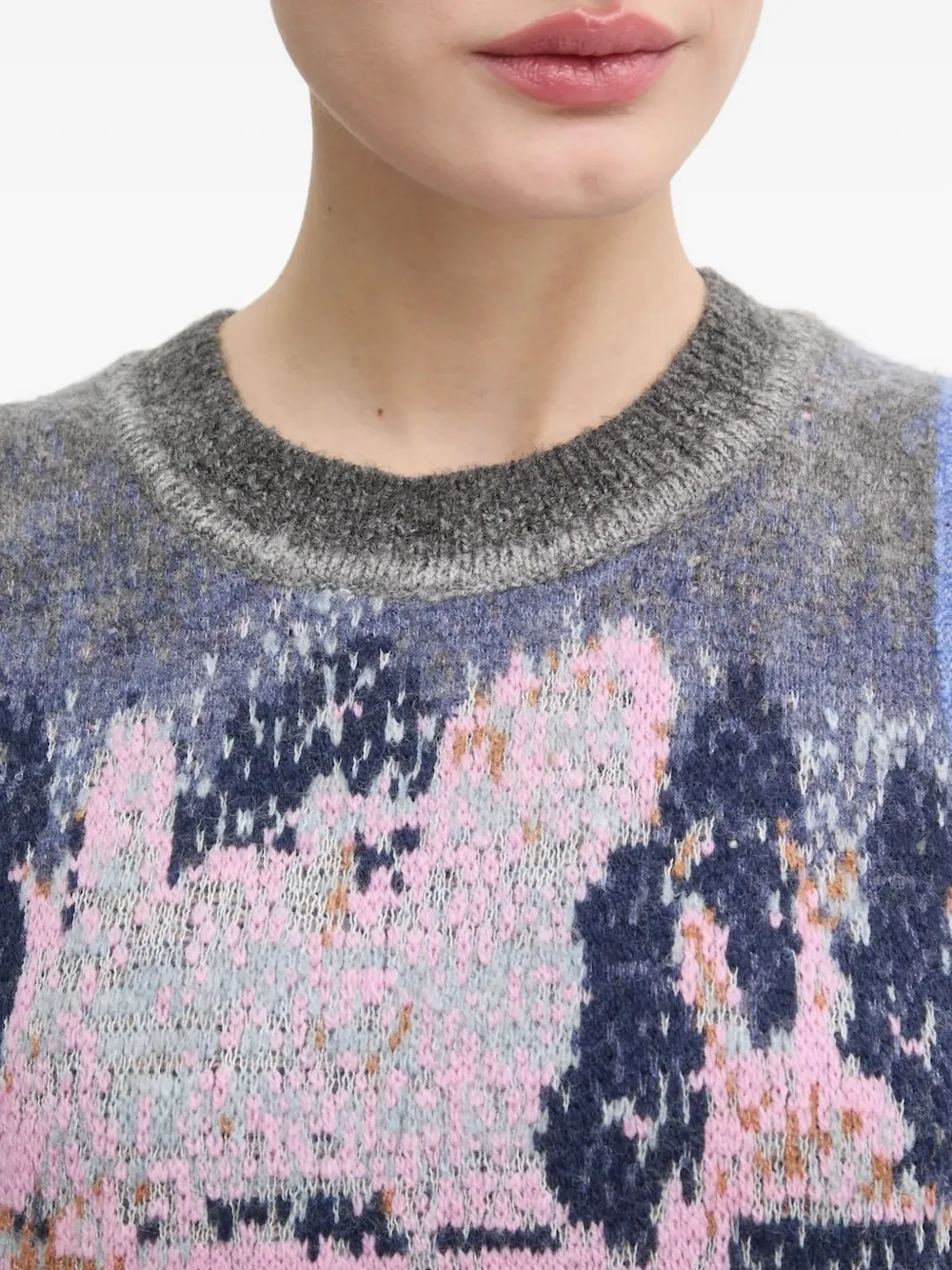 MUNTHE Mouwloze knitwear met abstracte print Paars