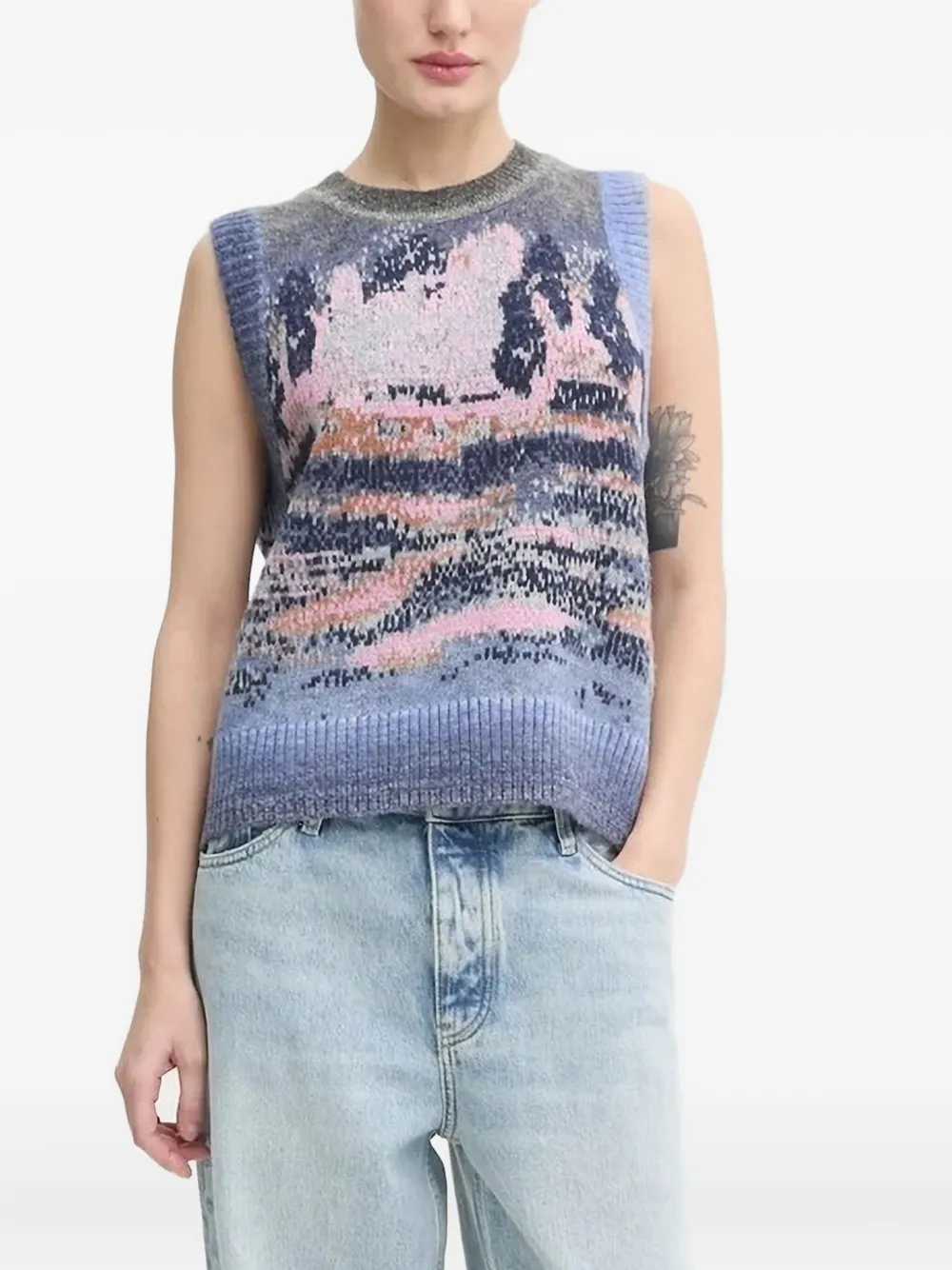 MUNTHE abstract-print sleeveless knitwear | パープル | Image 1