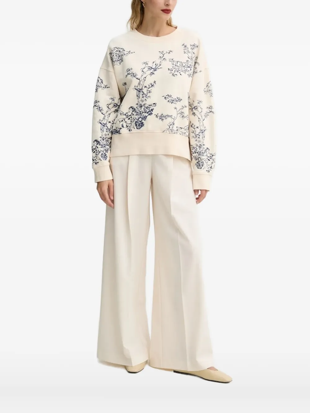 Munthe Floral-embroidered Sweatshirt In Neutral