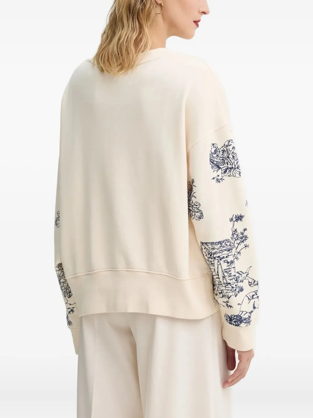 MUNTHE Sweater met geborduurde bloemen Beige