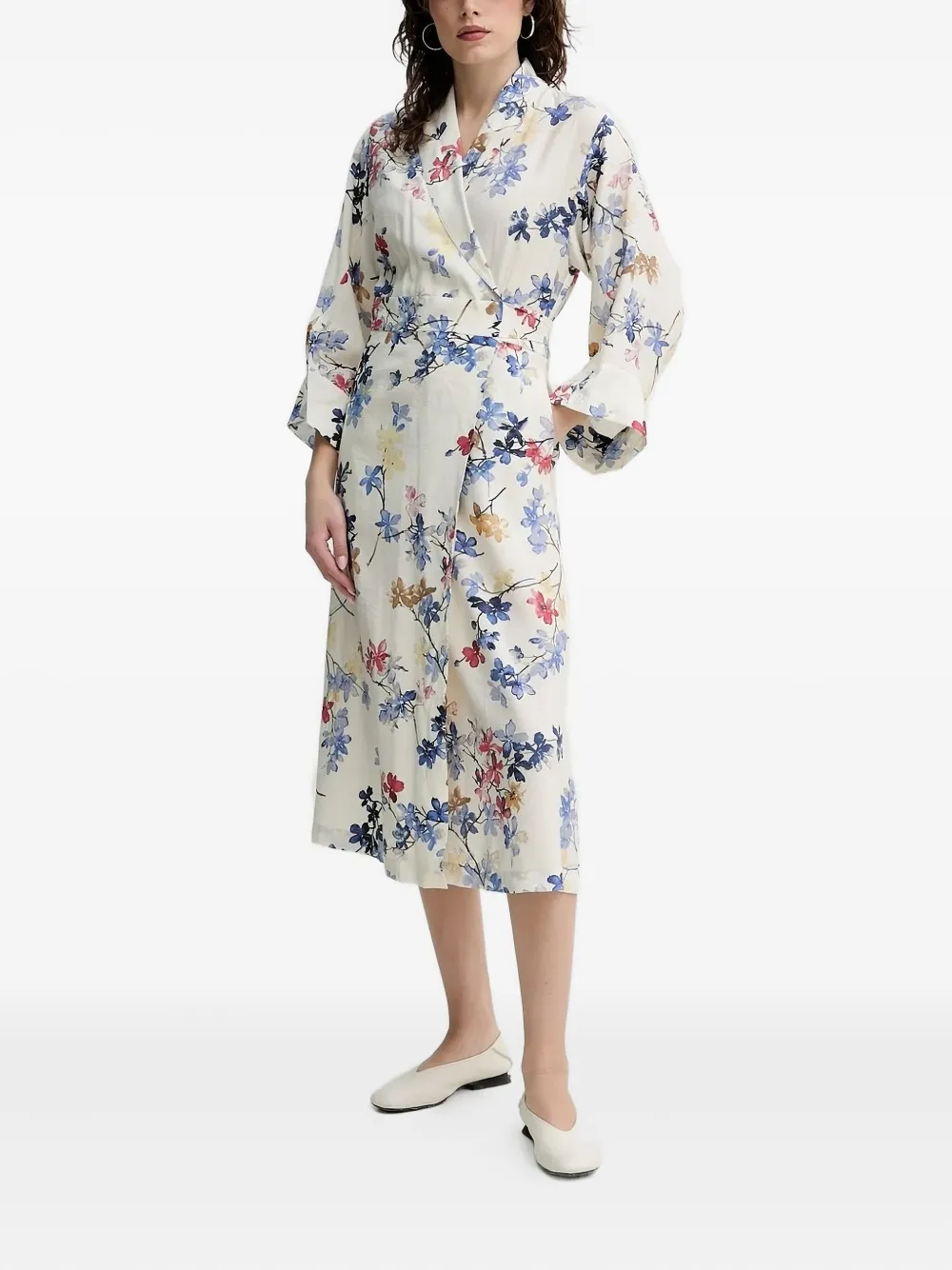 MUNTHE Wikkeljurk met bloemenprint Wit