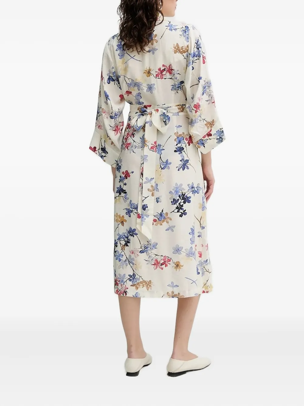 MUNTHE Wikkeljurk met bloemenprint - Wit