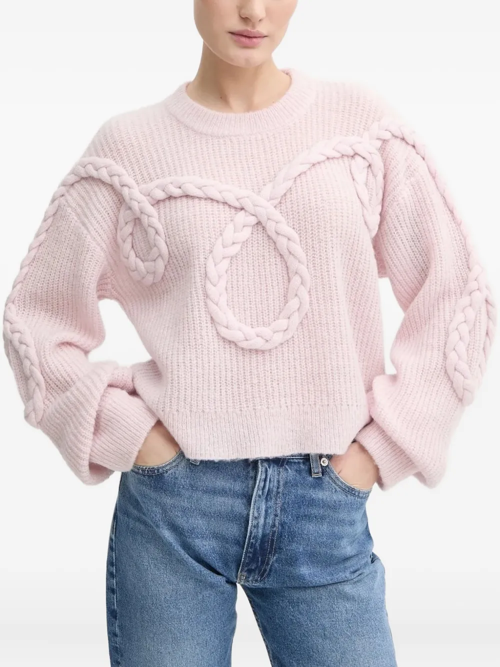 MUNTHE Pullover mit geflochtenem Detail | Rosa | Image 1