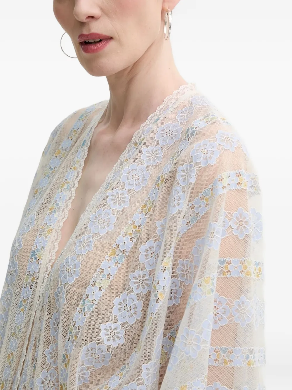 MUNTHE Shirt met bloemenkant - Beige