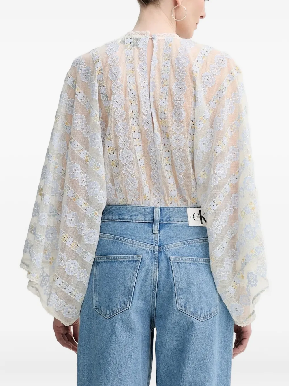 MUNTHE Shirt met bloemenkant Beige