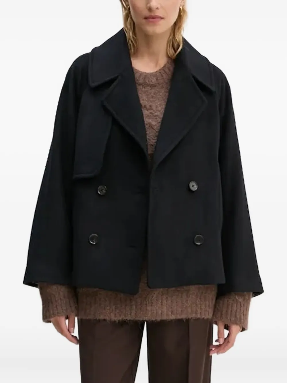 Munthe Wool Blend Double-breasted Coat In Blue