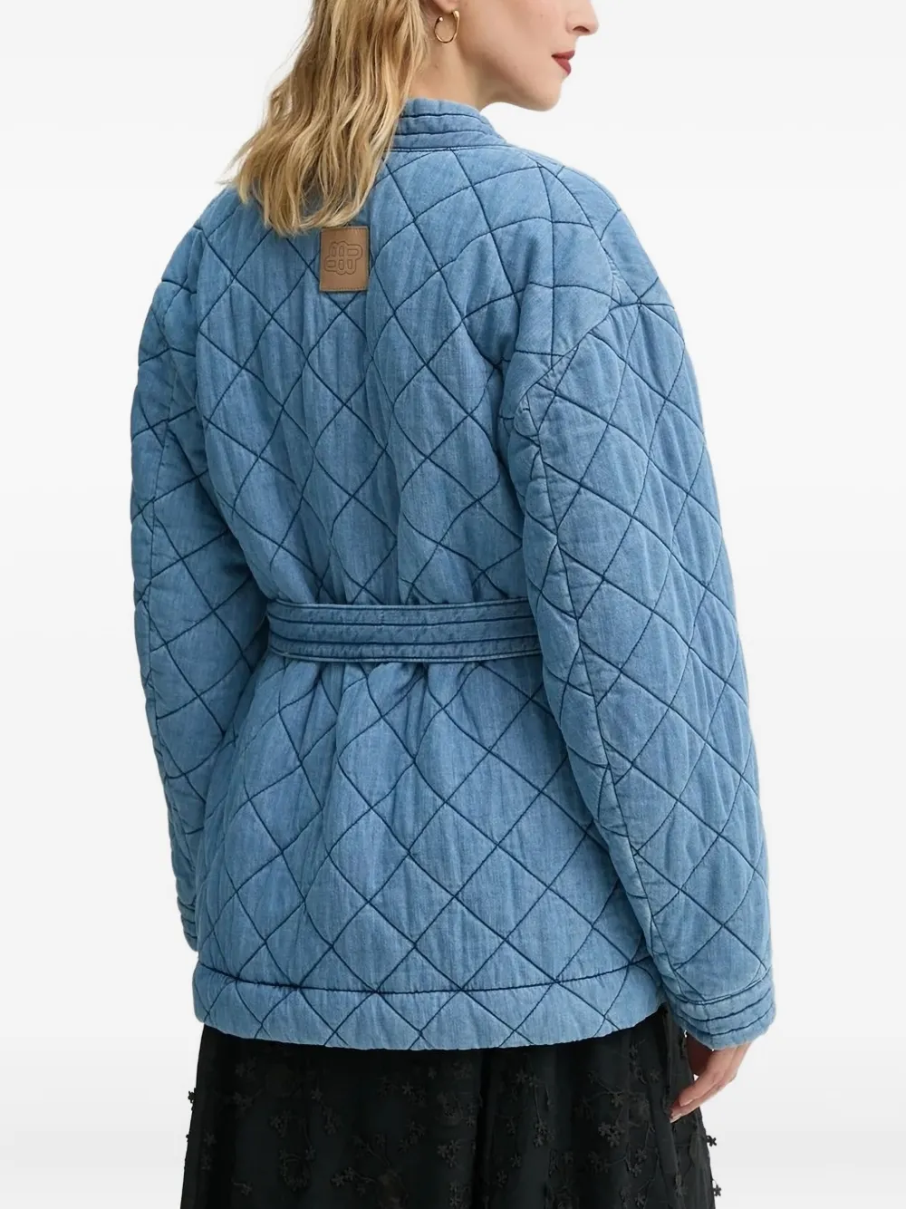 MUNTHE Gewatteerd denim jack met ceintuur Blauw