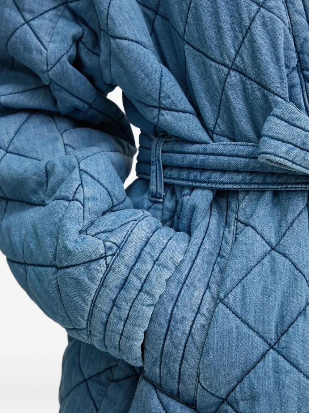 MUNTHE Gewatteerd denim jack met ceintuur Blauw