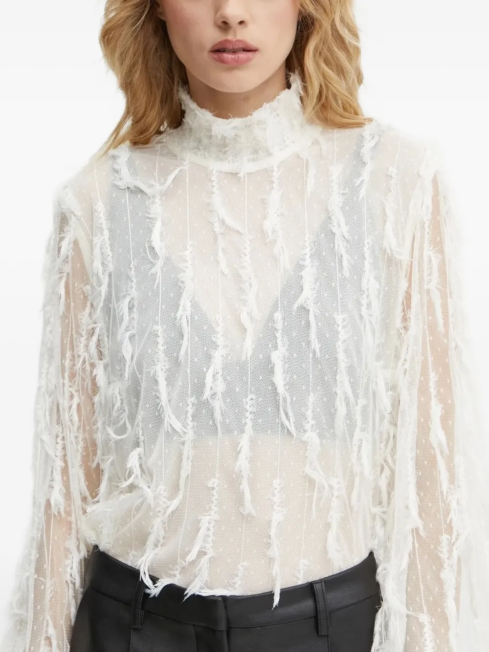 MUNTHE frayed-edge blouse - ホワイト MUNTHE frayed-edge blouse - ホワイト