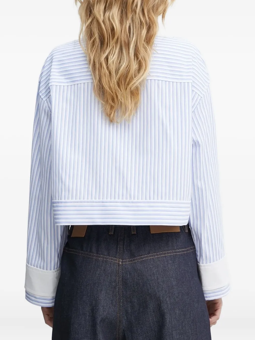 MUNTHE Gestreept shirt met vlakken Blauw