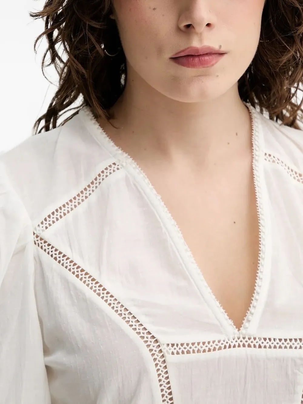MUNTHE Florise blouse met V-hals Wit