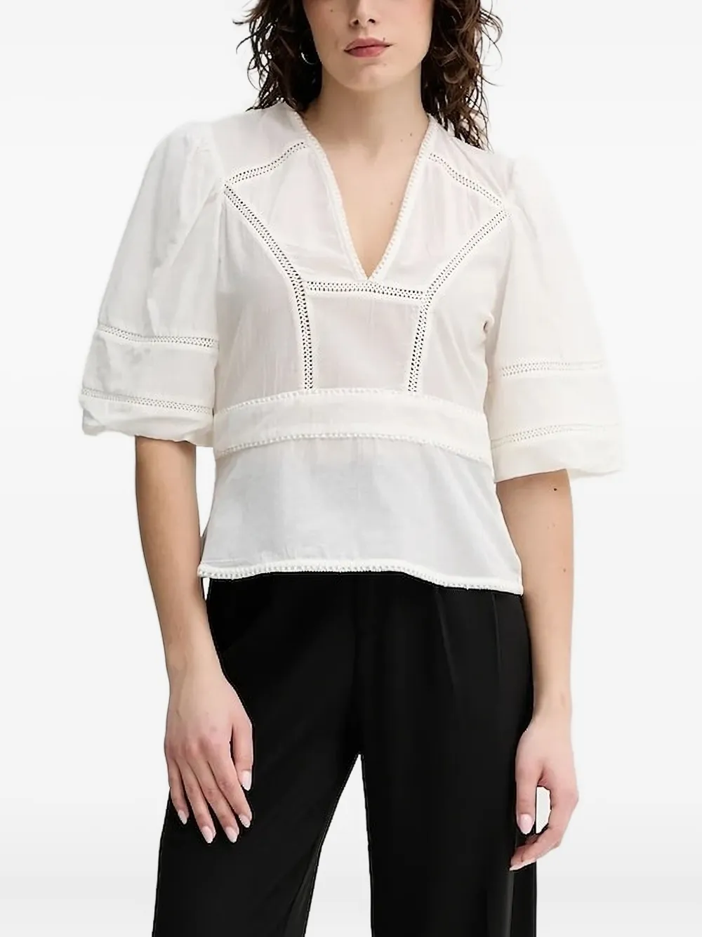 MUNTHE Florise blouse met V-hals Wit