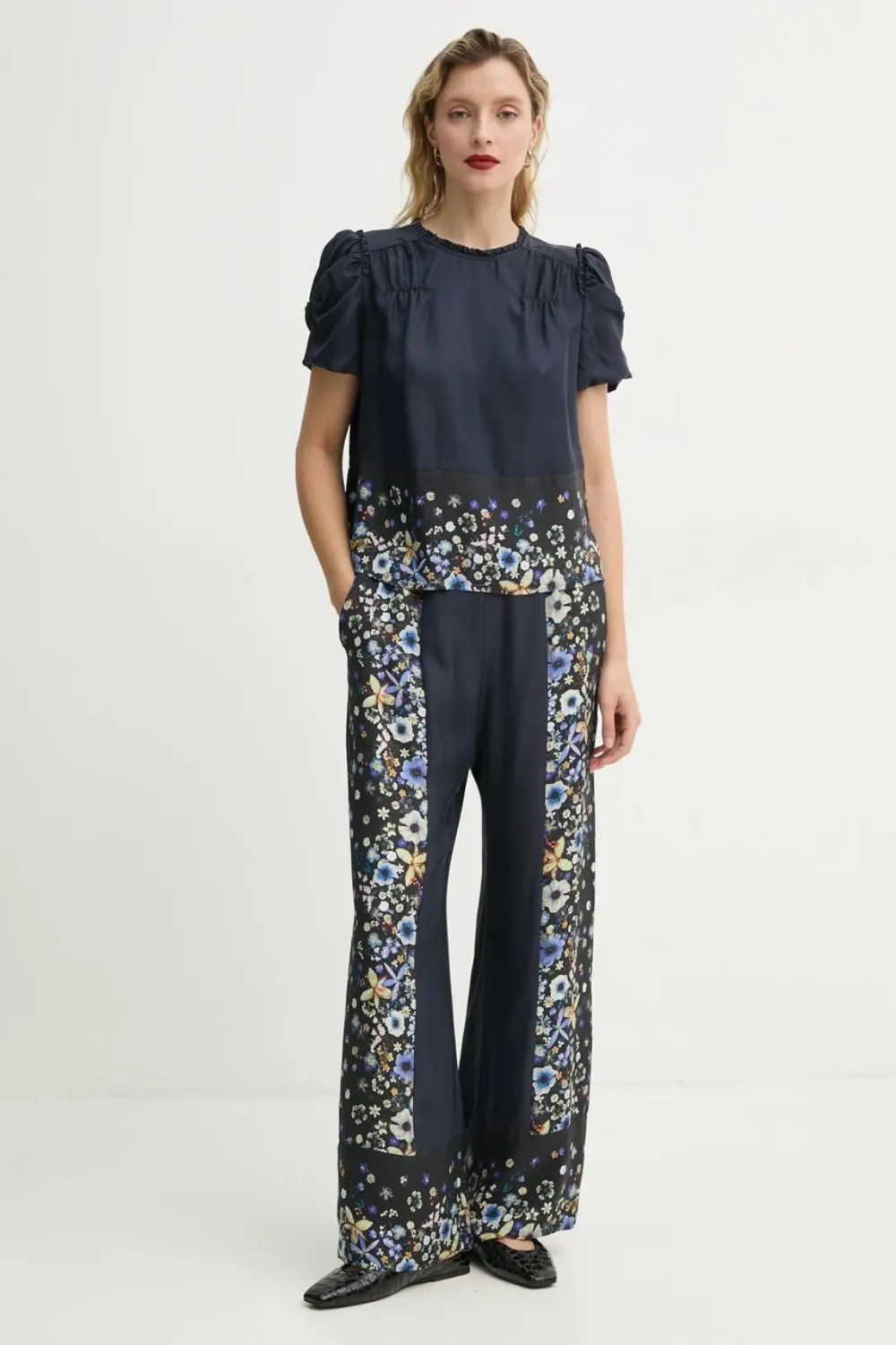Munthe Floral-print Panel Blouse In Blue