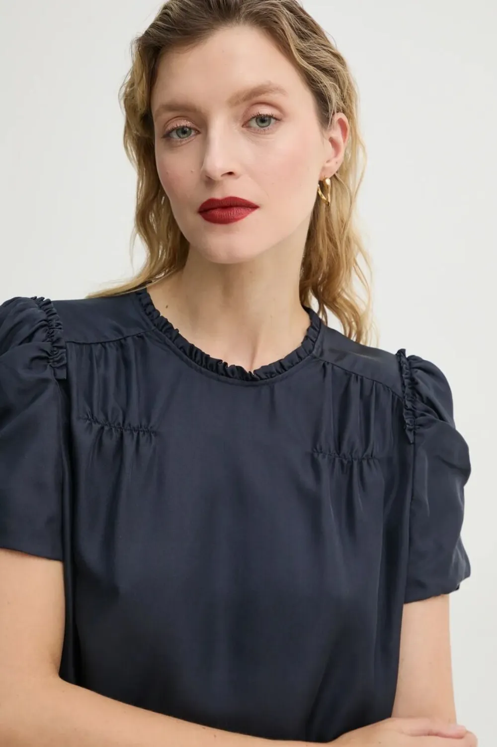 MUNTHE Blouse met vlak met bloemenprint Blauw