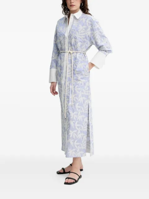 MUNTHE leaf-embroidered striped shirt dress