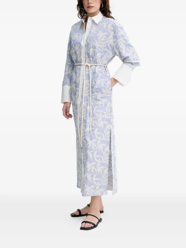 sachin and babi light blue dress Flutter Sleeve Floral Embroidered Striped Mini Dress main image 1
