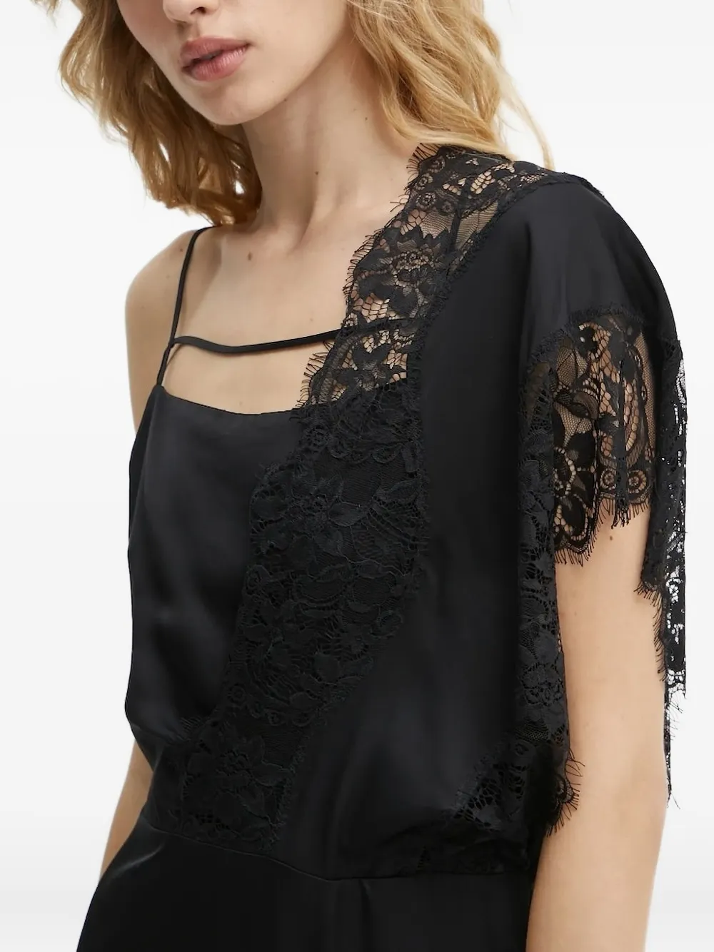 Munthe Lace-insert Slip Midi Dress In Black