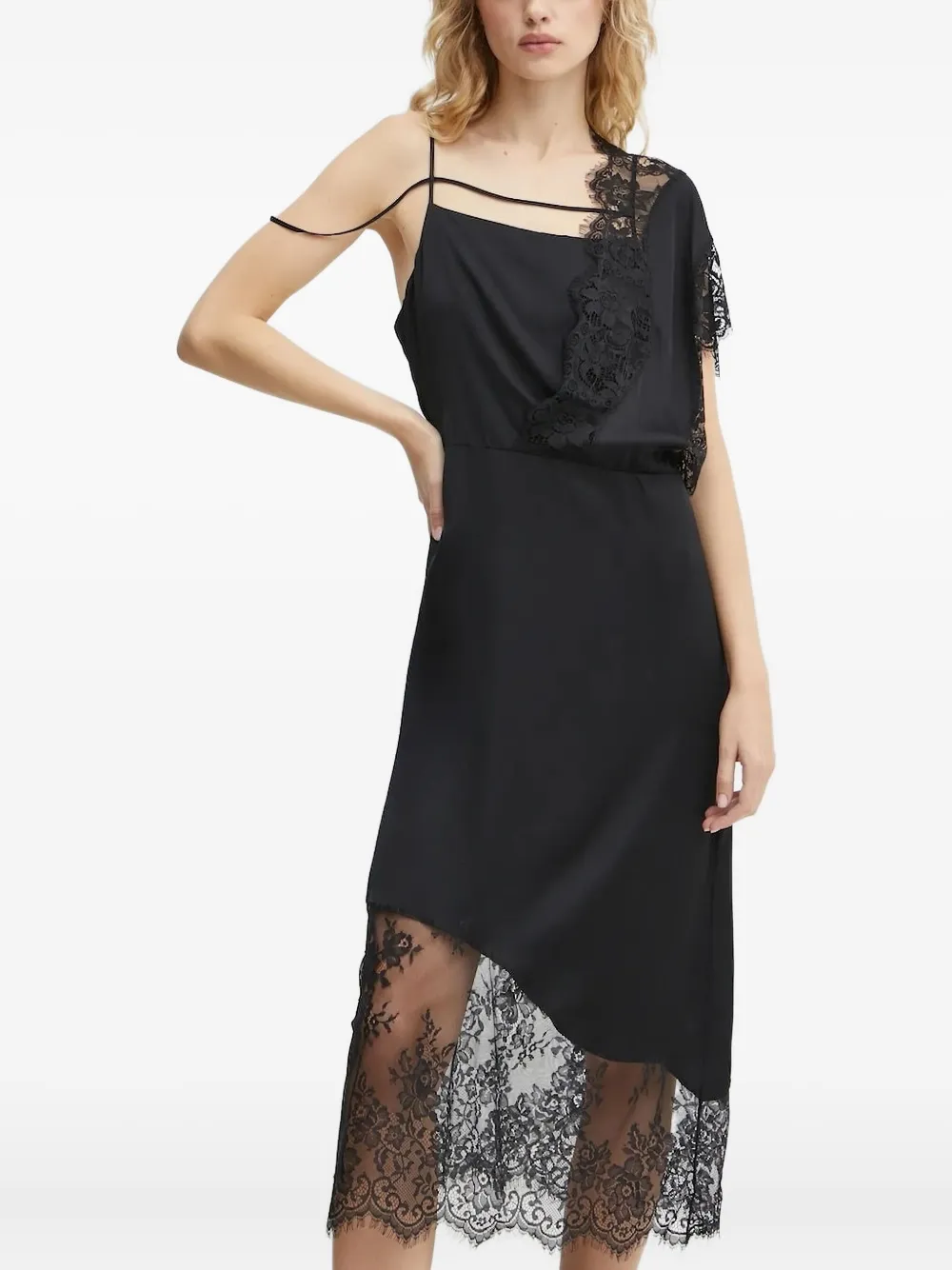 Munthe Lace-insert Slip Midi Dress In Black