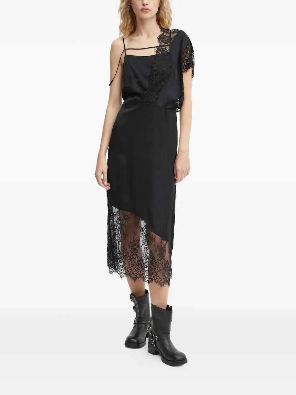 Munthe Lace-insert Slip Midi Dress In Black