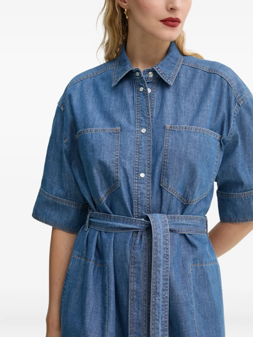 Munthe Belted Denim Dress In Blue