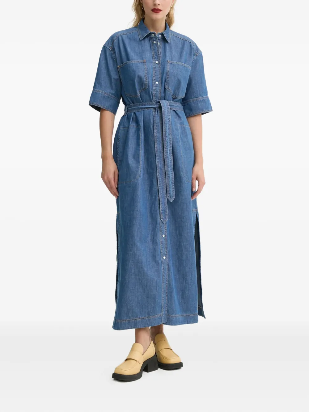 Munthe Belted Denim Dress In Blue