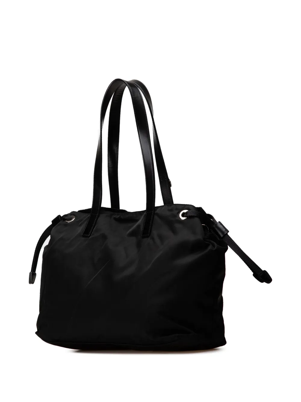 Pre-owned Prada 2013-2024 Tessuto Double Pocket Drawstring Shopping Tote Bag