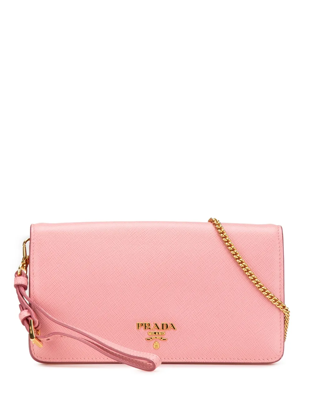 Pre-owned Prada 2000-2024 Saffiano Lux Wallet On Chain Crossbody Bag