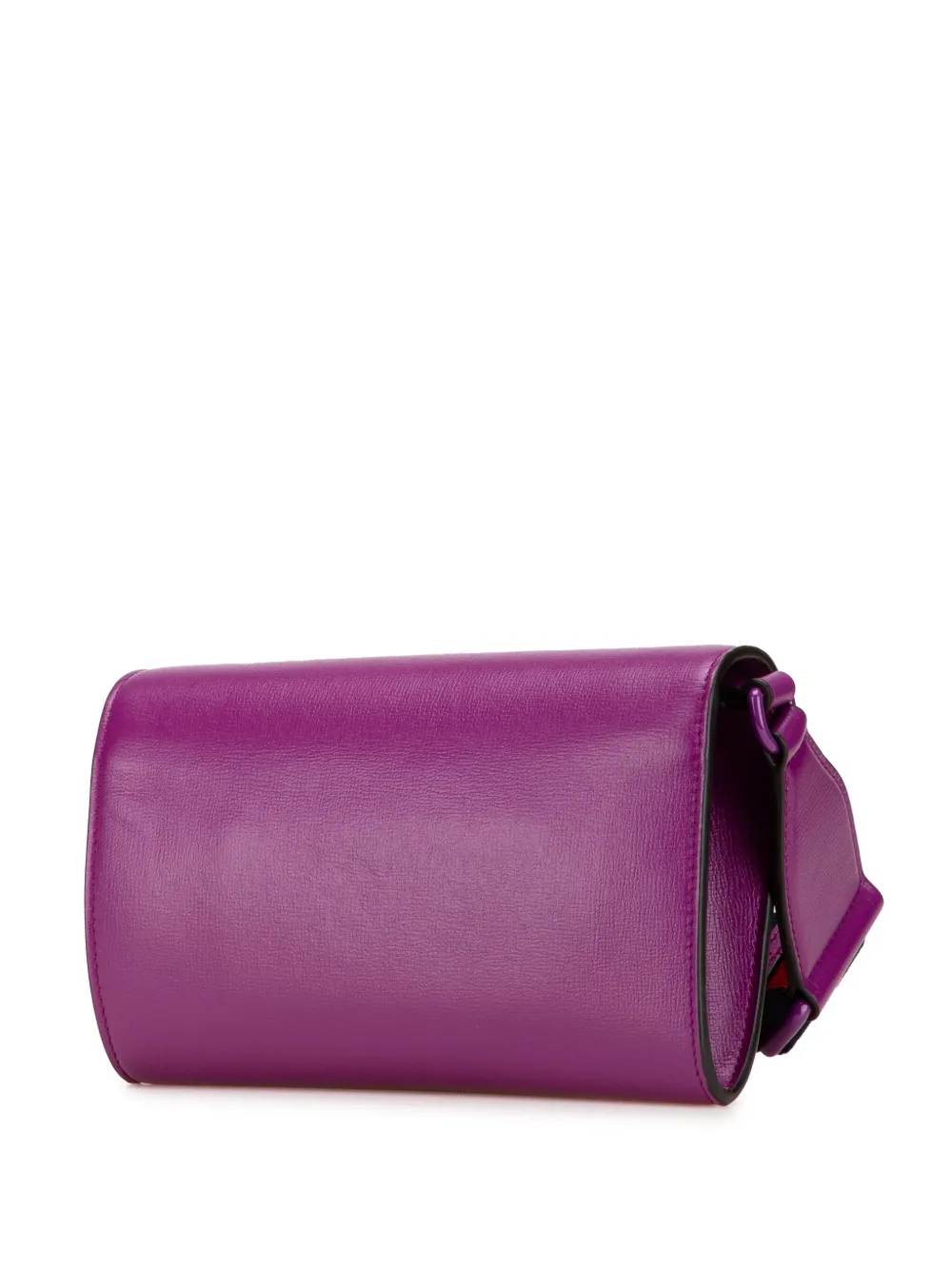 Pre-owned Gucci 2016-2024 Mini Leather Horsebit 1955 Web Crossbody Bag In Purple