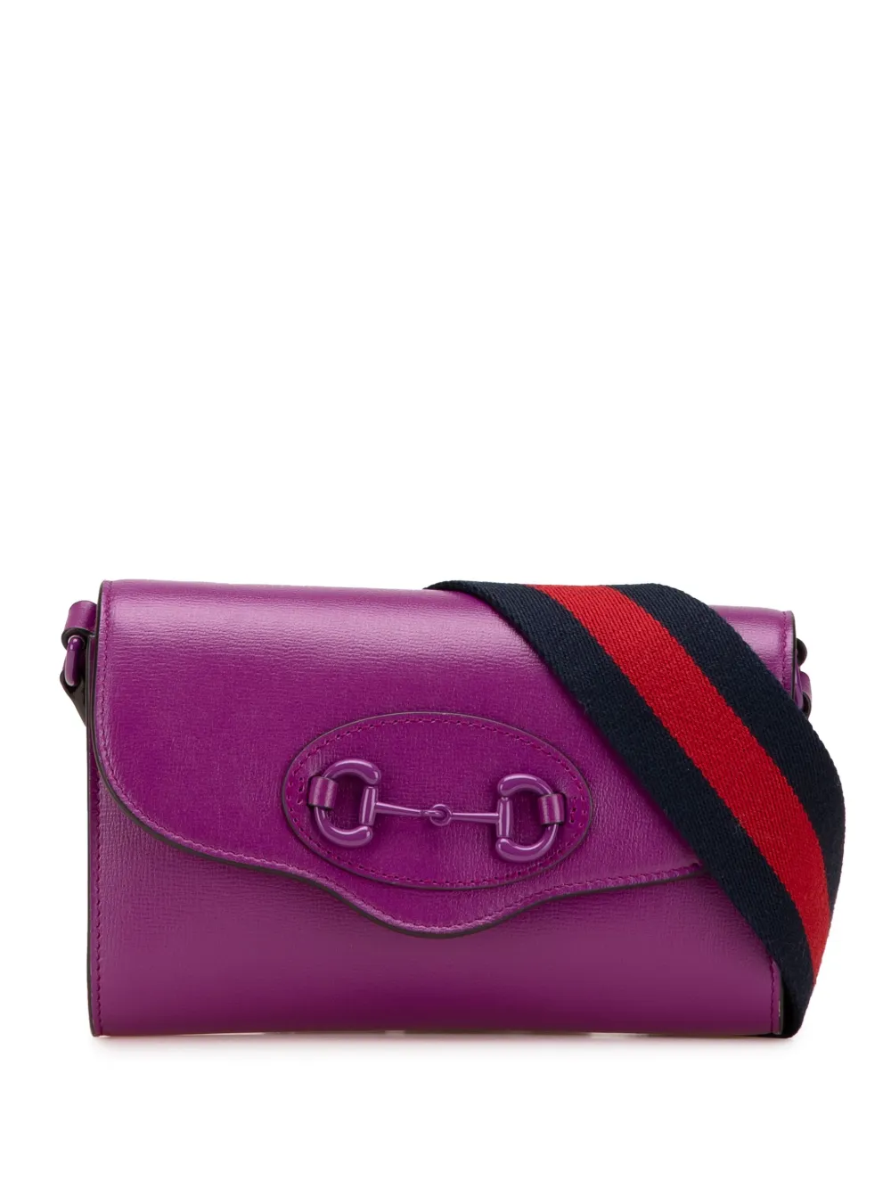 Pre-owned Gucci 2016-2024 Mini Leather Horsebit 1955 Web Crossbody Bag