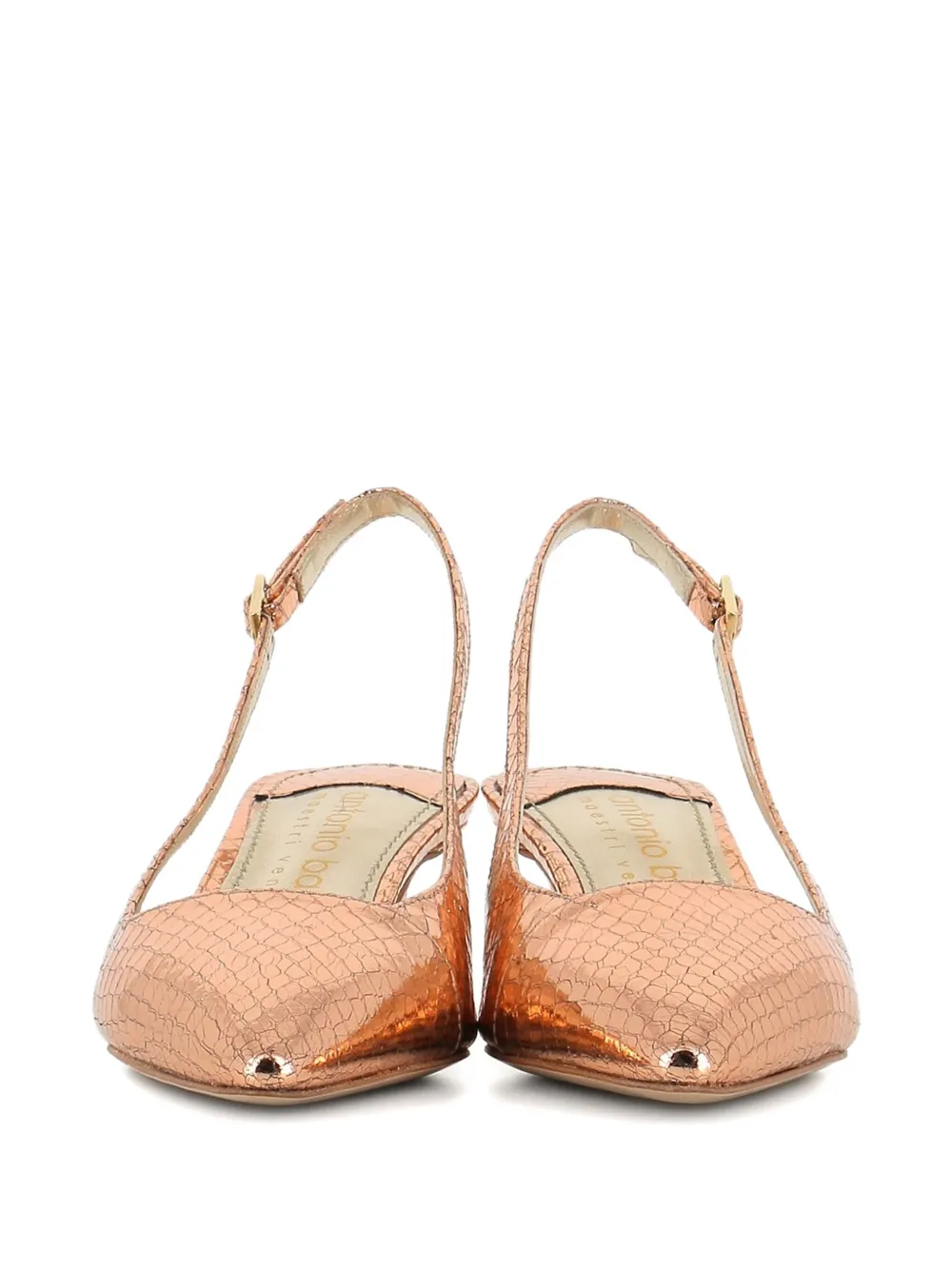 Antonio Barbato Maestri Veneziani 40mm metallic crocodile-embossed slingback pumps Gold
