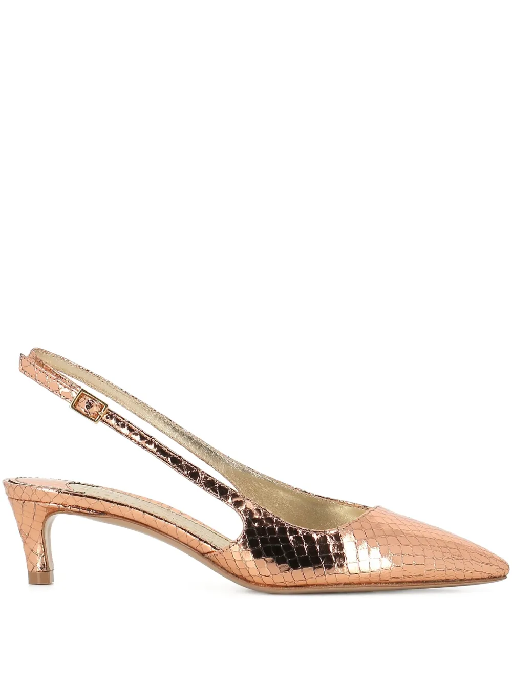 Antonio Barbato Maestri Veneziani 40mm metallic crocodile-embossed slingback pumps Gold