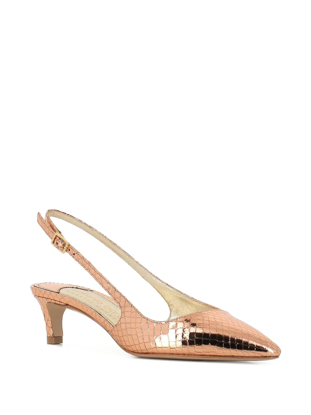 Antonio Barbato Maestri Veneziani 40mm metallic crocodile-embossed slingback pumps Gold