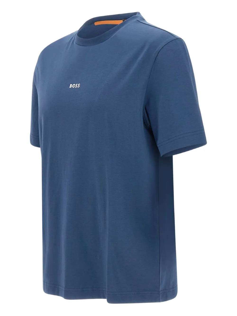 BOSS T-shirt van stretchkatoen met logoprint Blauw