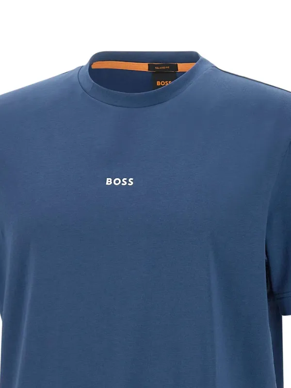 BOSS logo-print stretch-cotton t-shirt Blue FARFETCH PH
