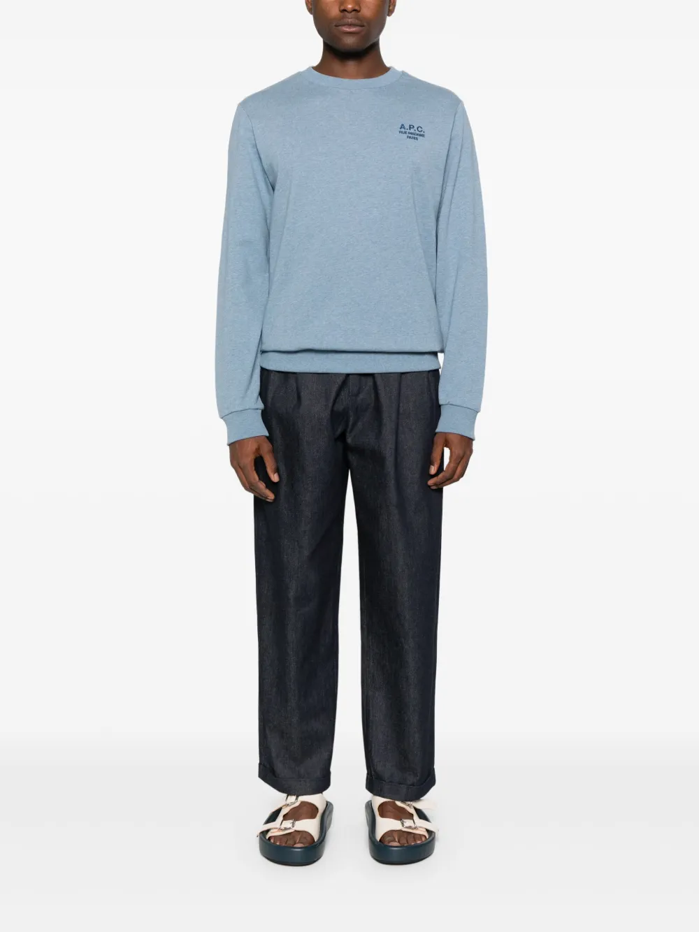 A.P.C. logo-embroidered sweatshirt - Blauw