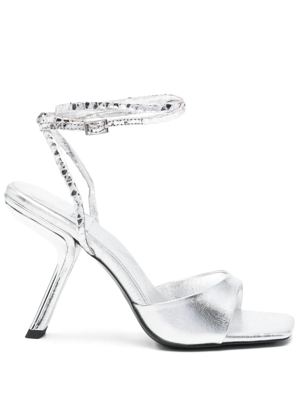 Jeffrey Campbell 70mm leather heeled sandals Silver