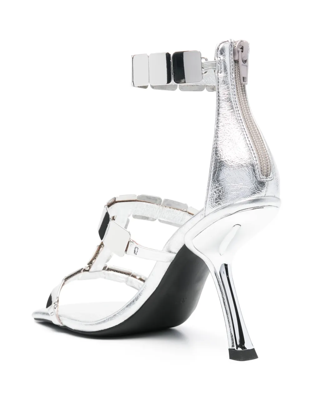 Jeffrey Campbell 70mm leather heeled sandals Silver