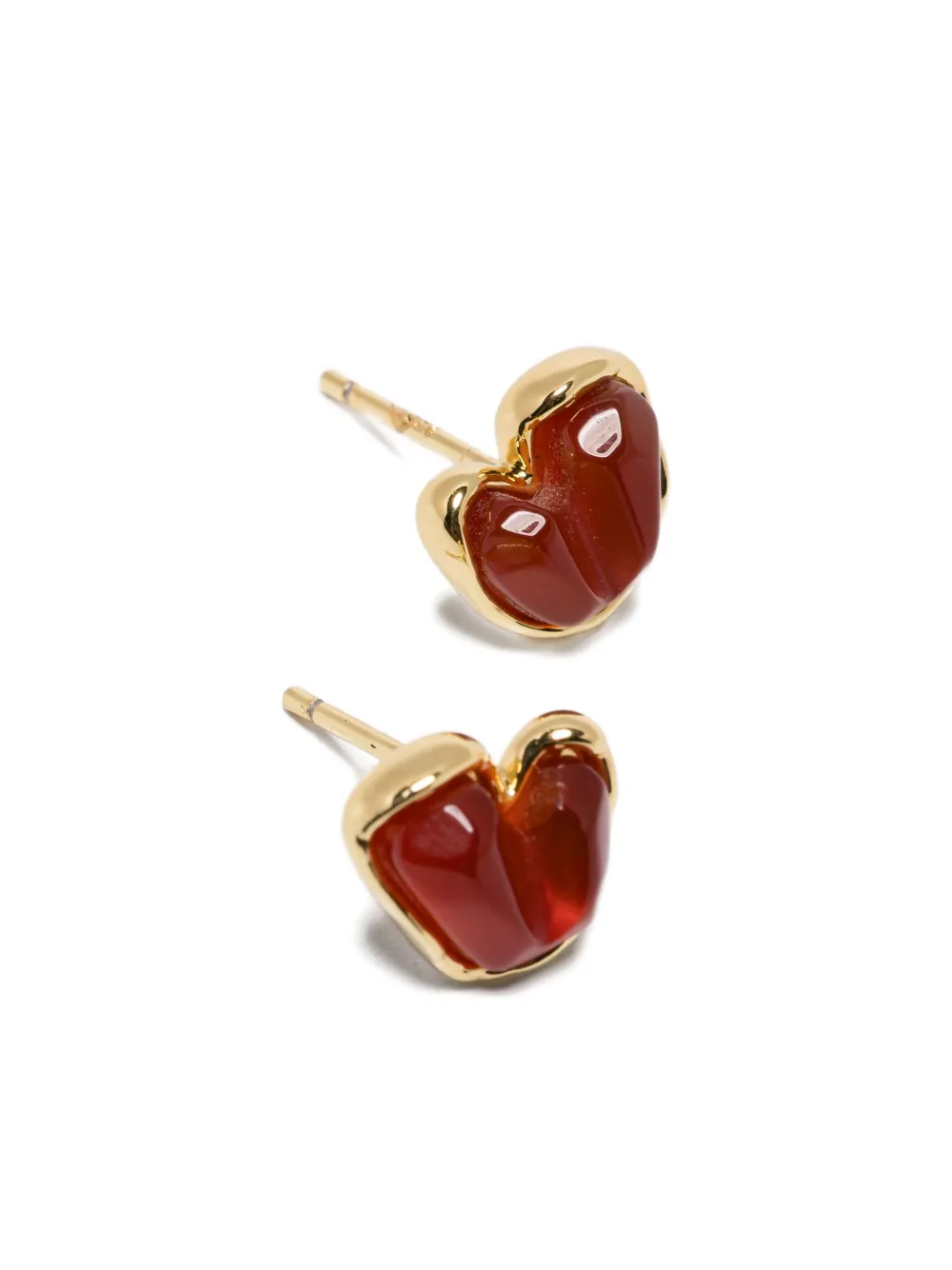 Ryenn's Eyes Carnelian Heart Stud Earrings - Gold 