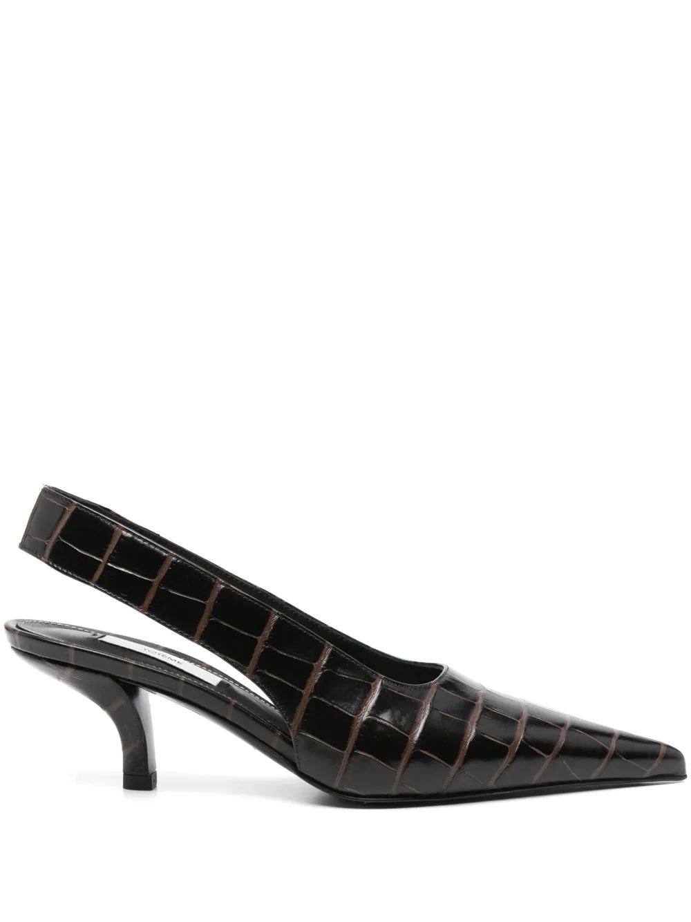 TOTEME 70mm crocodile-effect pumps Brown