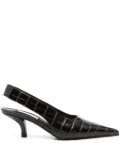 TOTEME 70mm crocodile-effect pumps - Brown