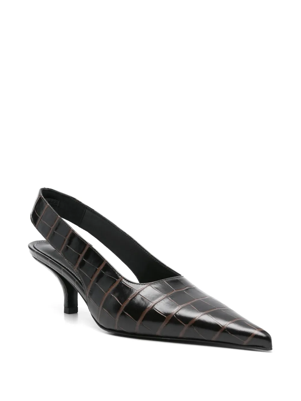 TOTEME 70mm crocodile-effect pumps Brown