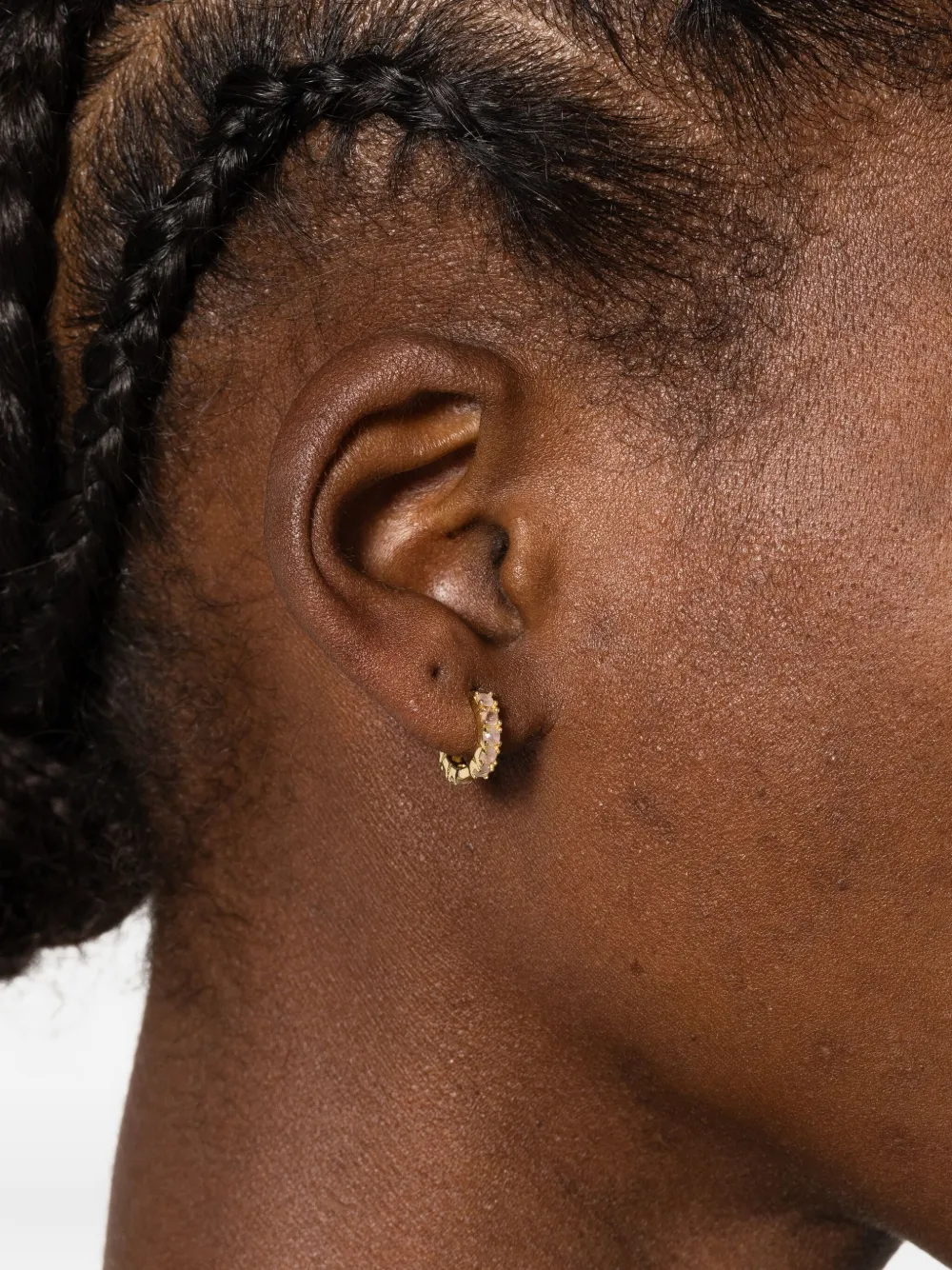 Ryenn's Eyes rose-quartz huggie earrings - Goud