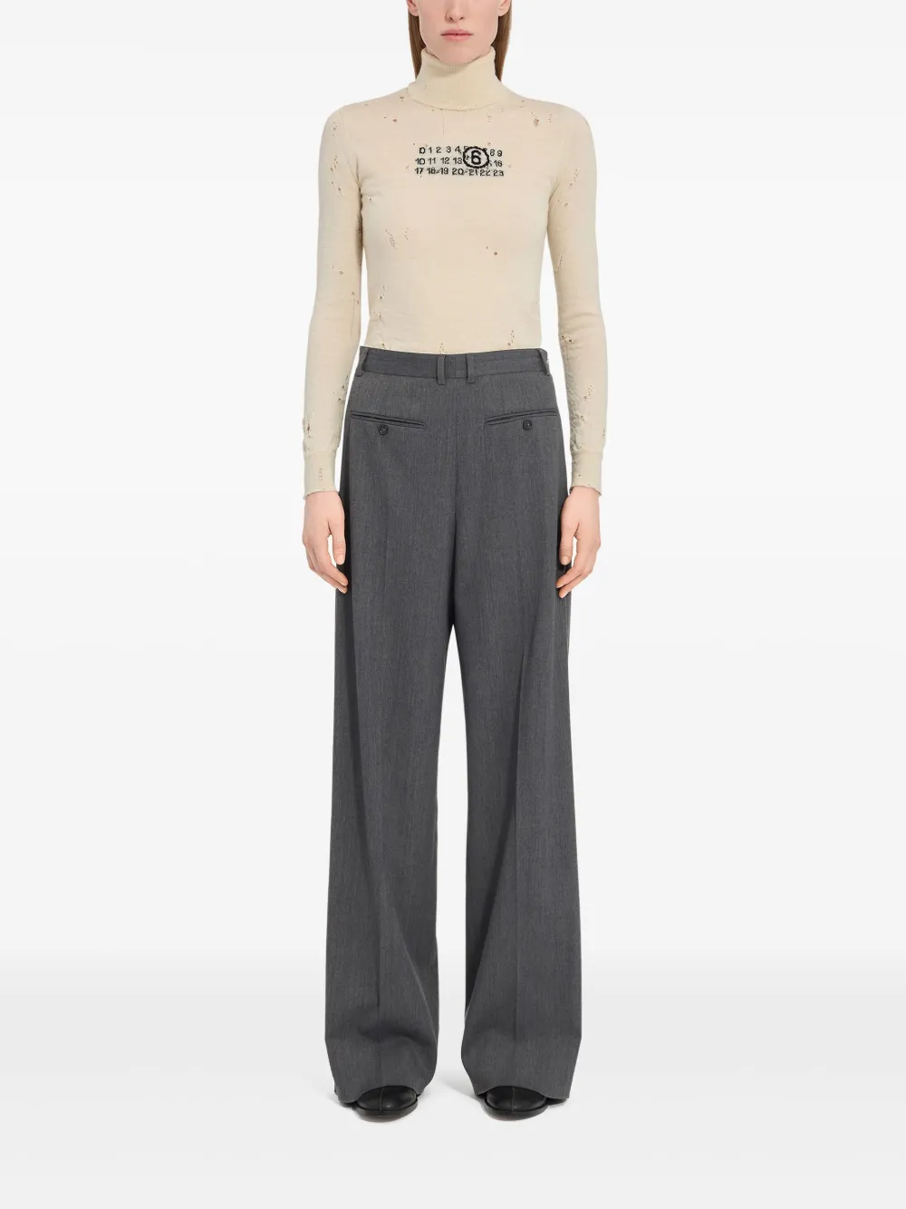 high-waisted trousers