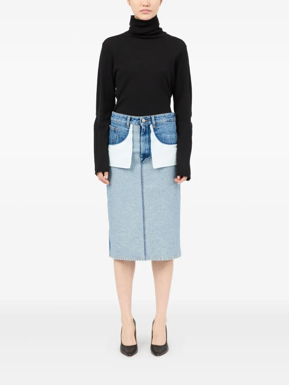 MM6 Maison Margiela Katoenen midi-rok - Blauw