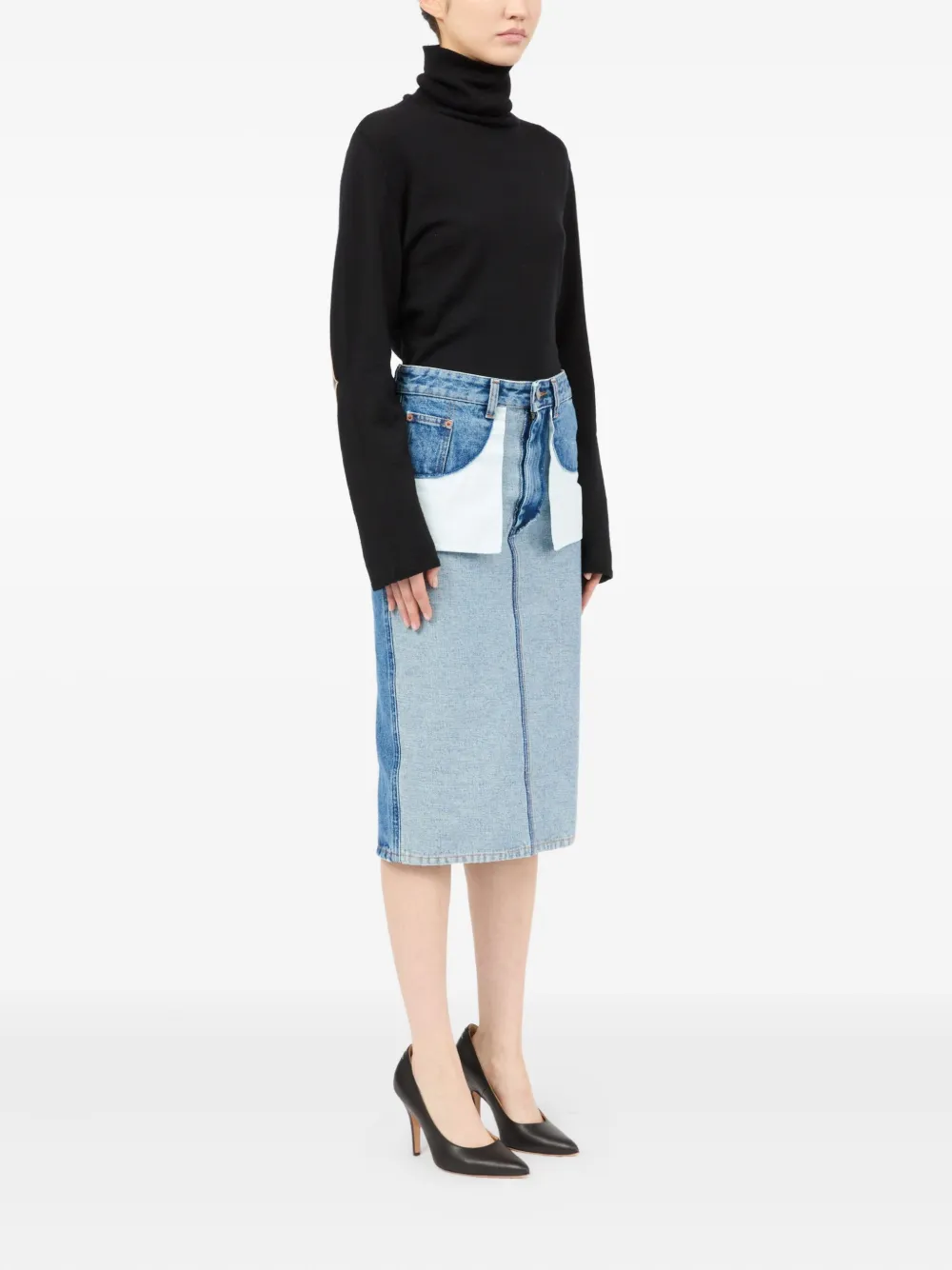 MM6 Maison Margiela Katoenen midi-rok Blauw