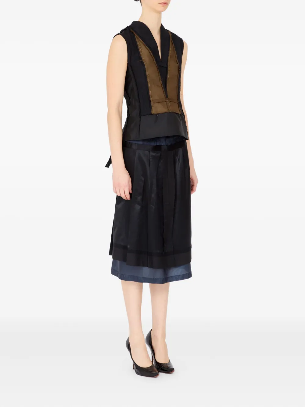 Maison Margiela Tweekleurige top Zwart